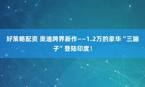 好策略配资 奥迪跨界新作——1.2万的豪华“三蹦子”登陆印度！